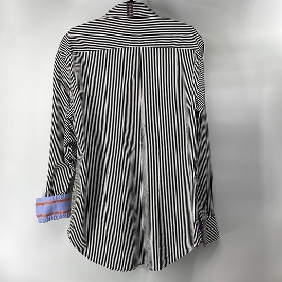 Robert Graham X flip cuff striped button shirt business standout suit sz Lg c - Picture 12 of 13